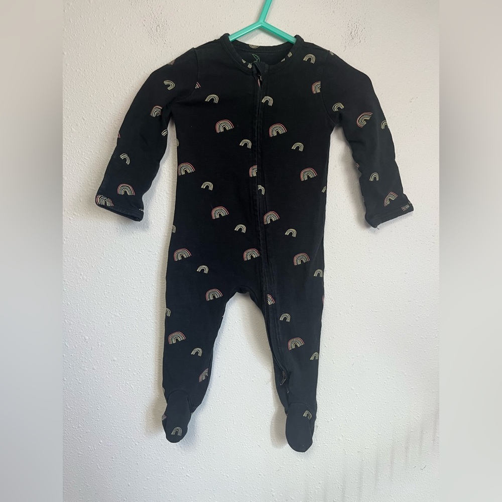 kate quinn Black Footed Pajamas with Rainbow Prints